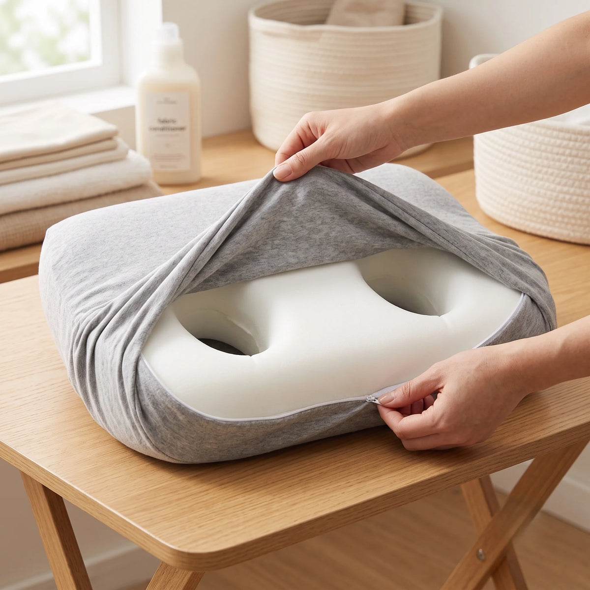 Neck Pillow Ergonomic Memory Foam Dual Ear Openings