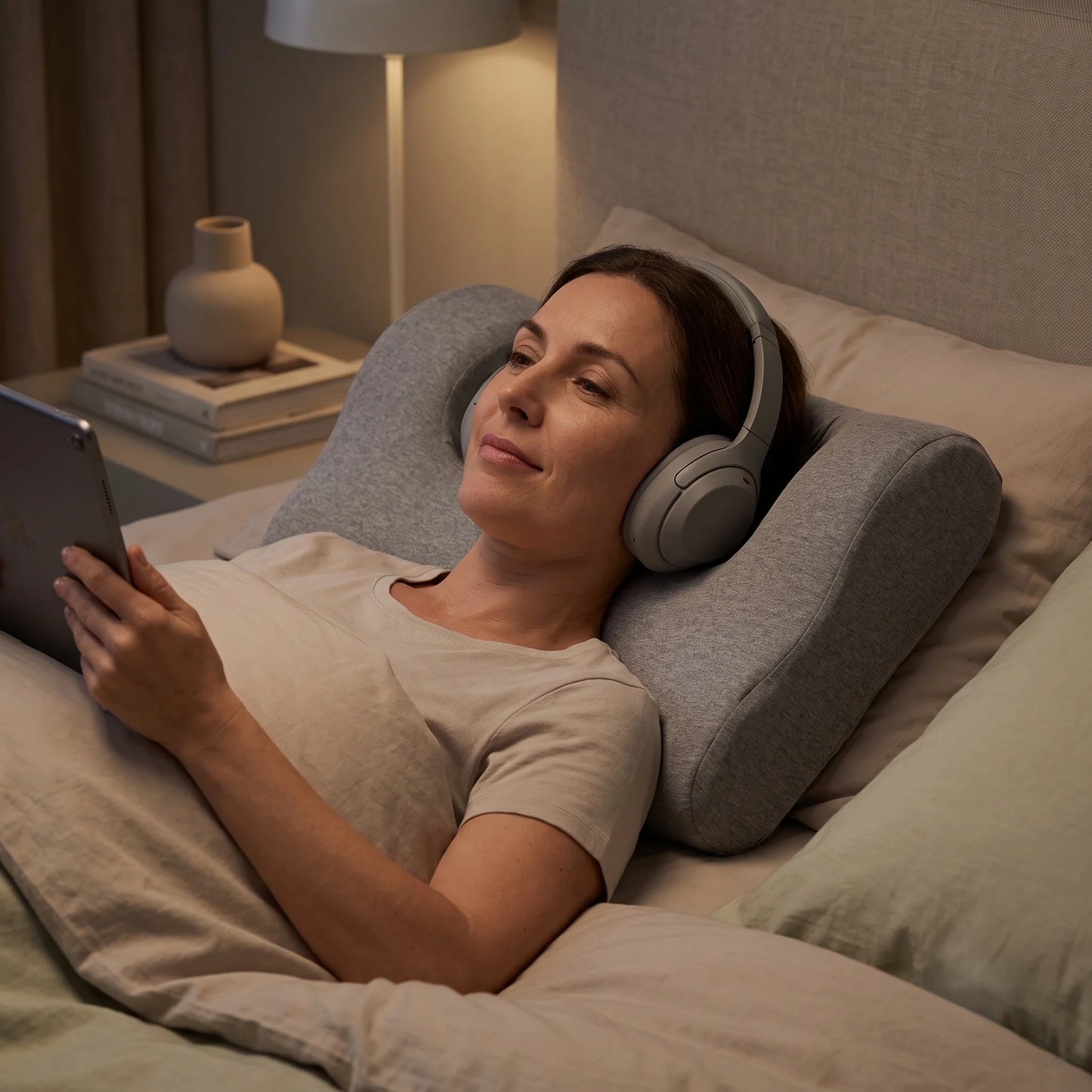 Neck Pillow Ergonomic Memory Foam Dual Ear Openings