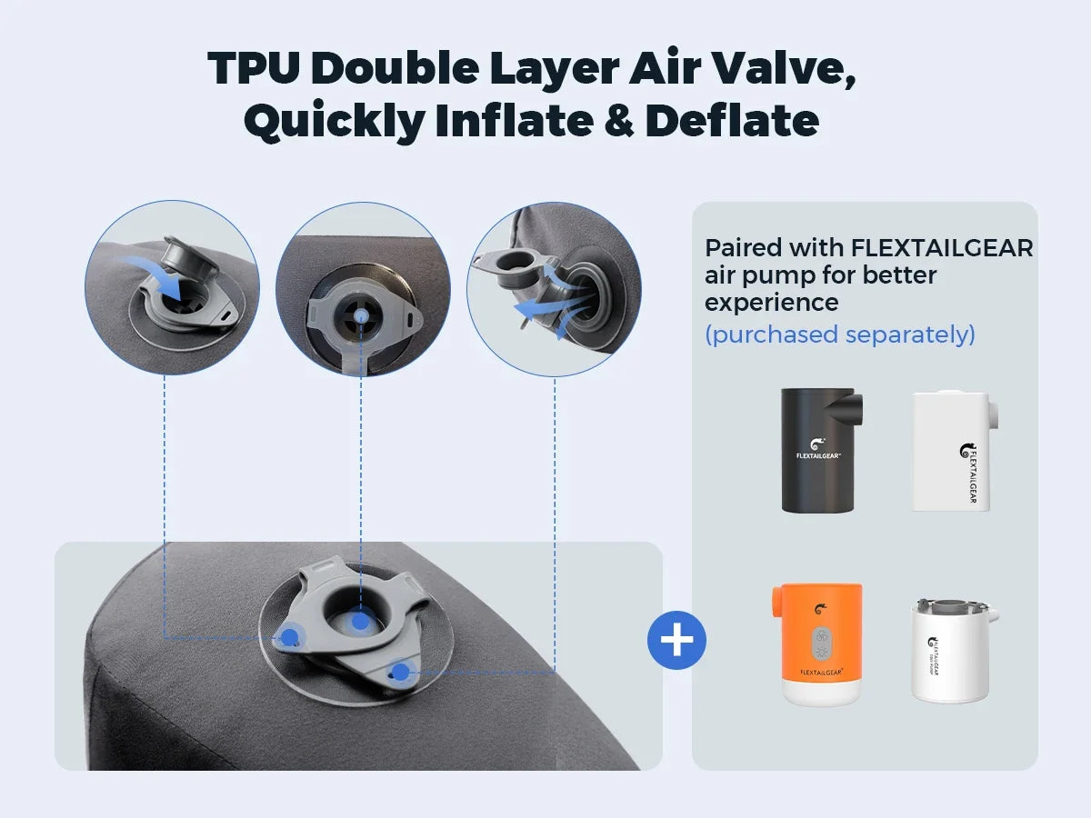 Neck Pillow Inflatable Dual-Height Ergonomic Support