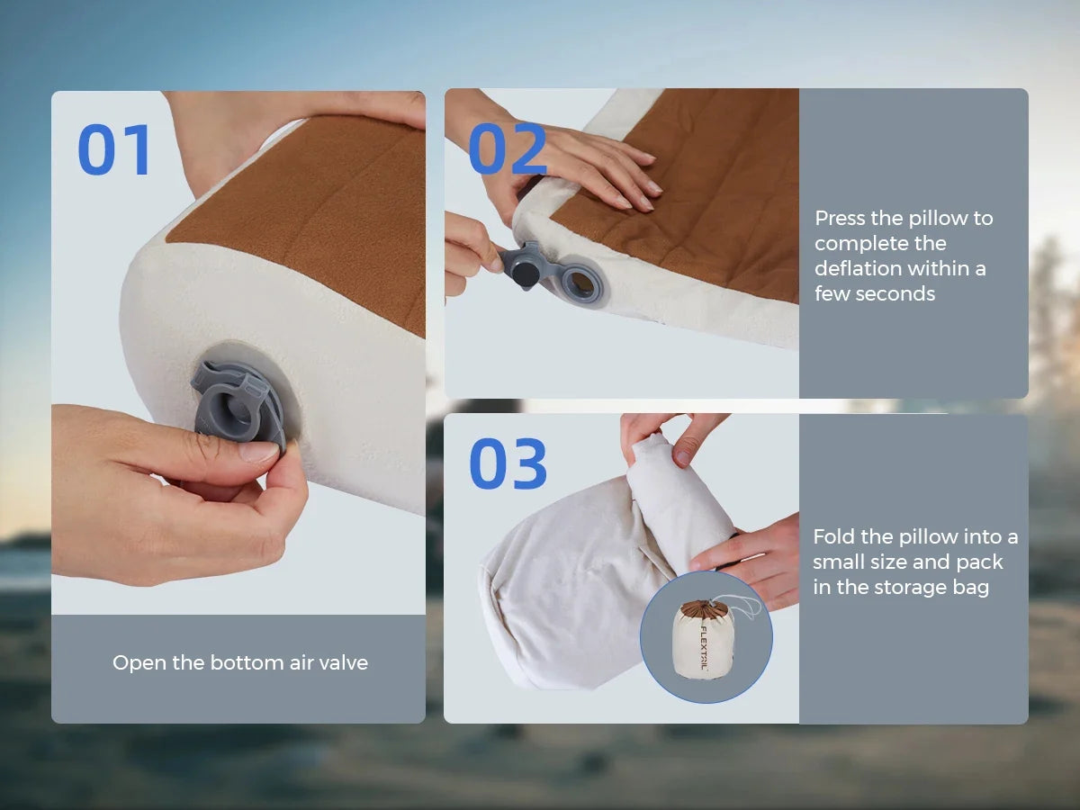 Neck Pillow Inflatable Dual-Height Ergonomic Support