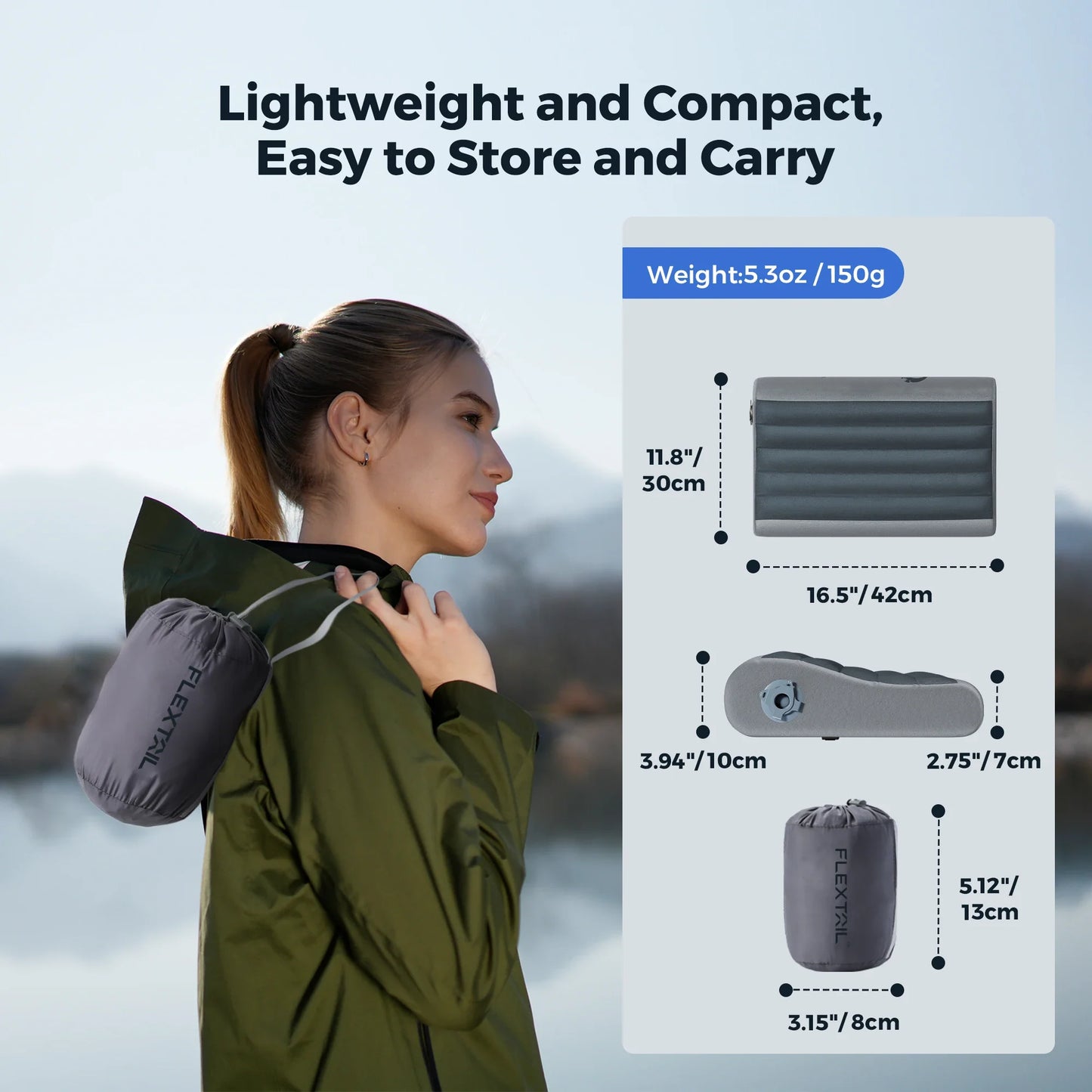 Neck Pillow Inflatable Dual-Height Ergonomic Support