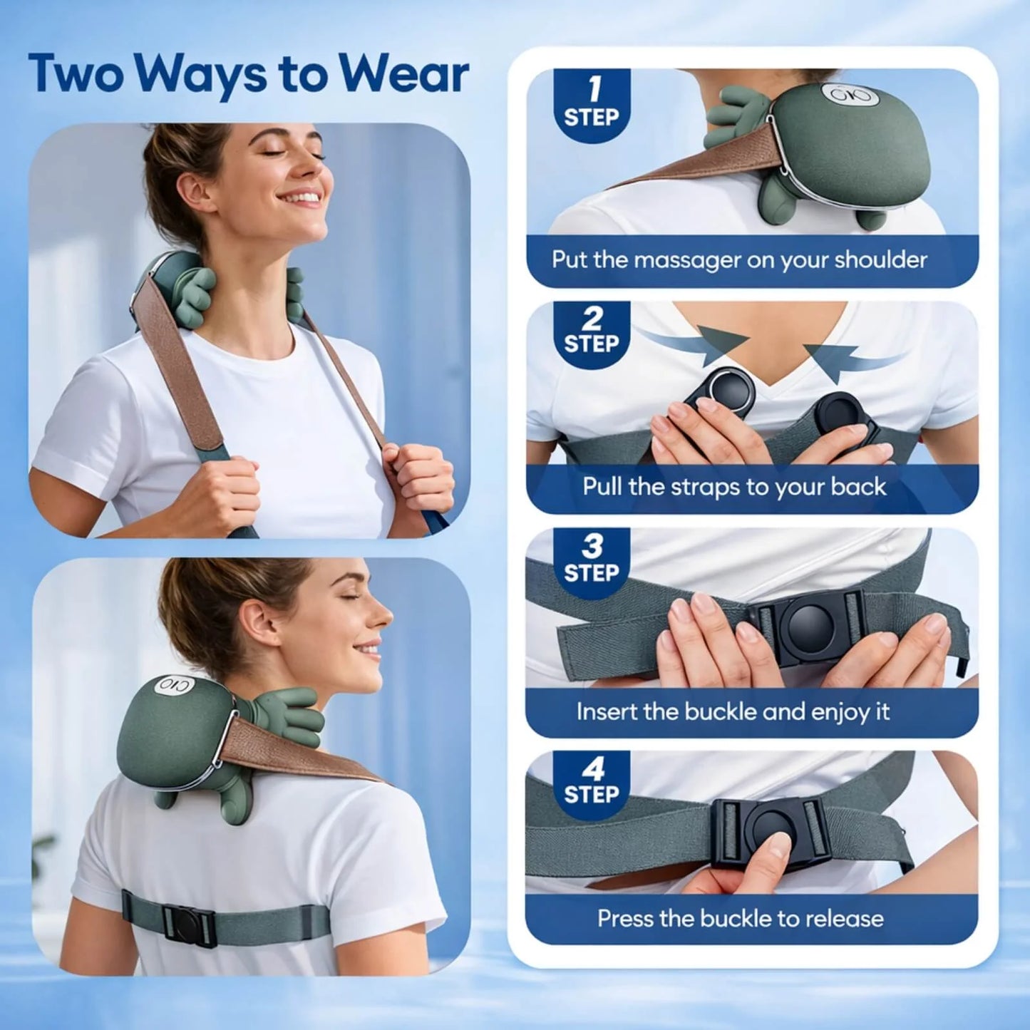 Neck & Shoulder Massager 4D Kneading Heated Cordless Rechargeable