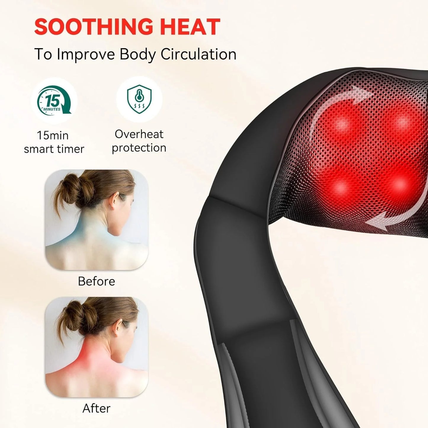Neck & Shoulder Massager Cordless 8-Node Heat