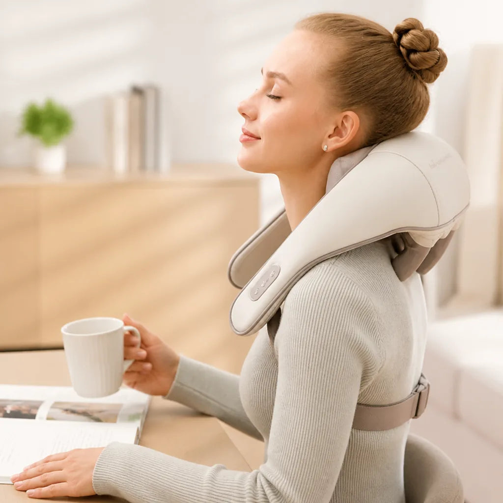 Neck & Shoulder Massager Deep Kneading & Heat Hands-Free