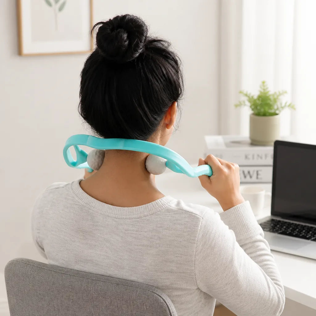 Neck & Shoulder Massager Dual Silicone Balls Ergonomic Handle