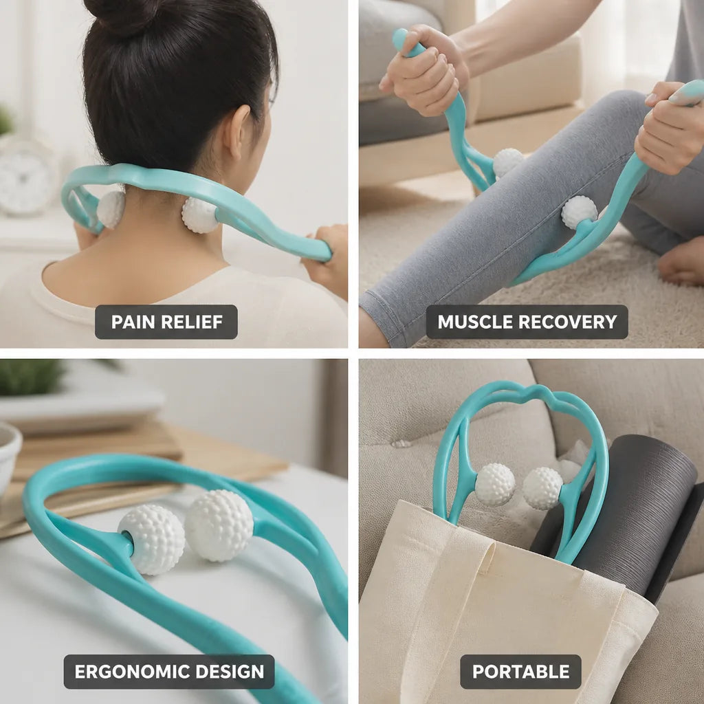 Neck & Shoulder Massager Dual Silicone Balls Ergonomic Handle