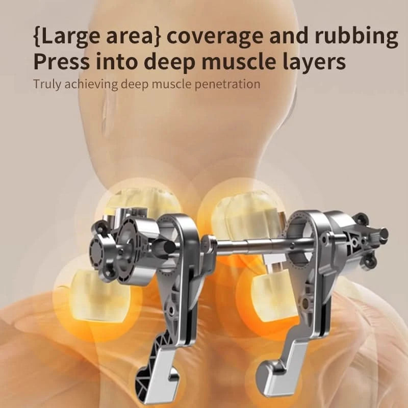 Neck & Shoulder Massager Heated Rotating Heads Hands-Free
