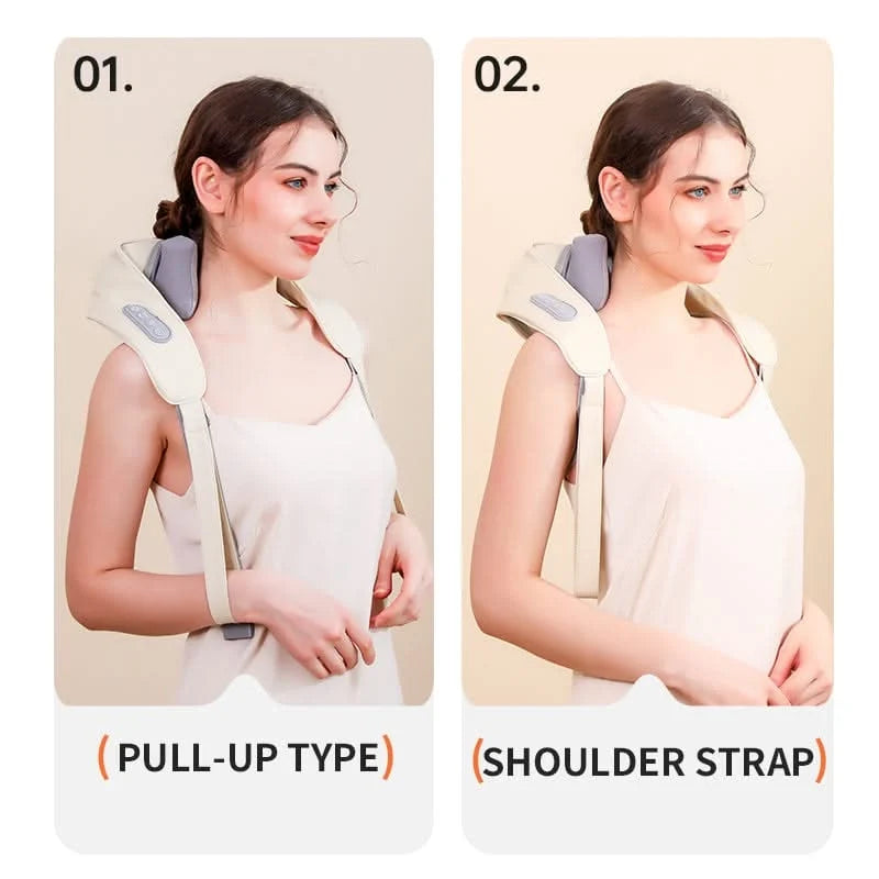 Neck & Shoulder Massager Heated Rotating Heads Hands-Free