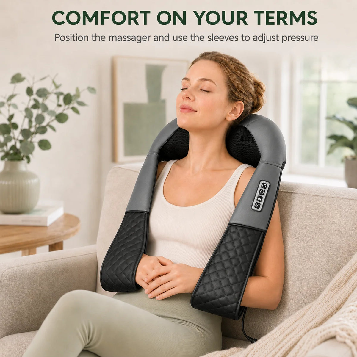 Neck & Shoulder Massager Shiatsu Heat Eight Kneading Nodes