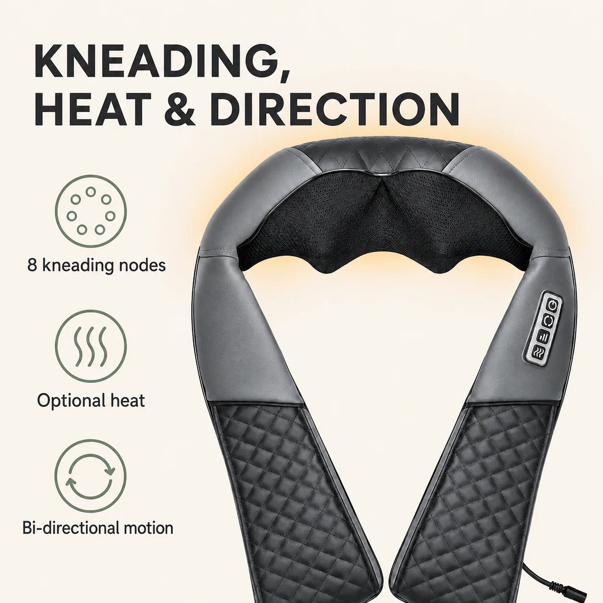 Neck & Shoulder Massager Shiatsu Heat Eight Kneading Nodes