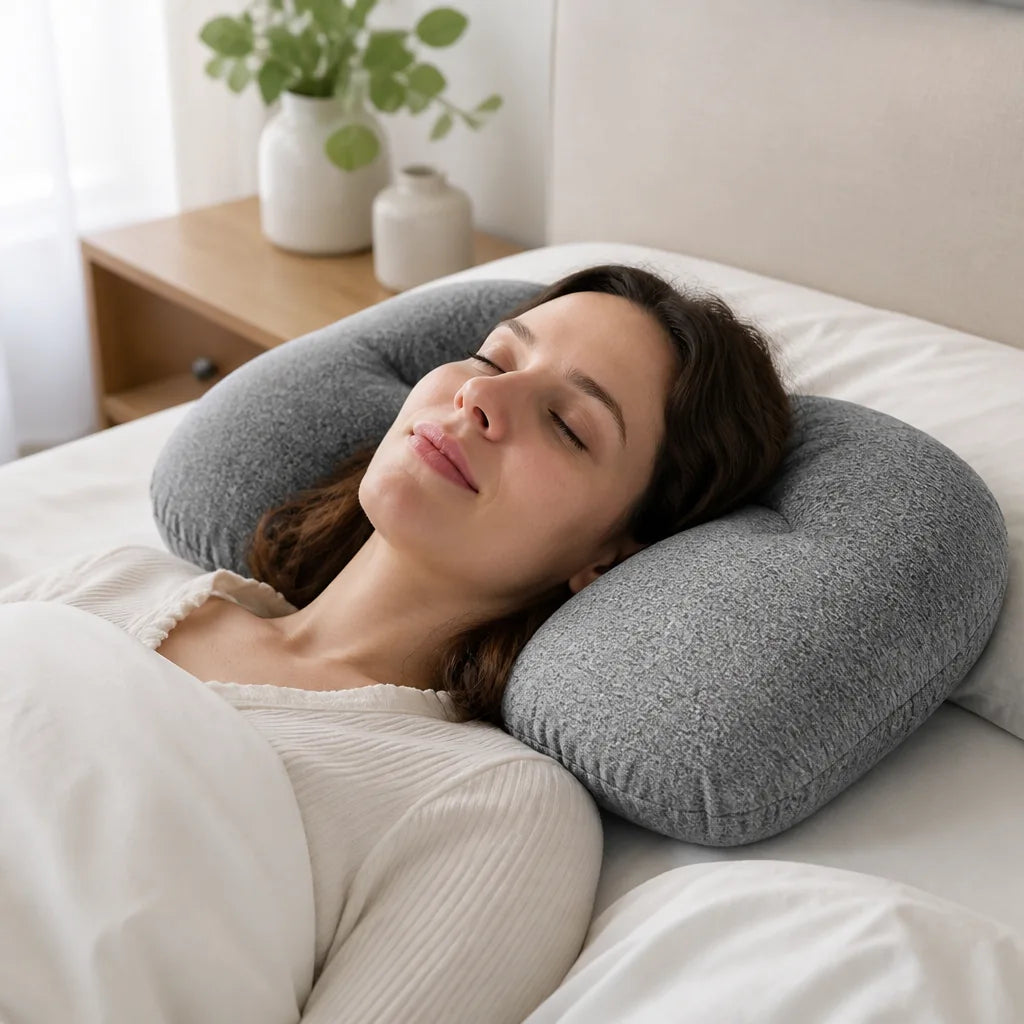 Neck Support Pillow Egg-Groove Contour Breathable Cotton-Poly Cover