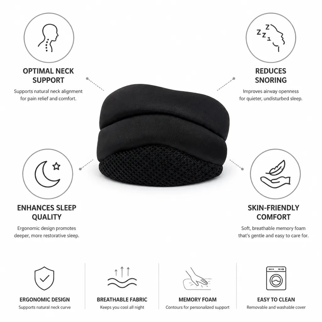 Neck Support Pillow Ergonomic Memory Foam Reduced Snoring