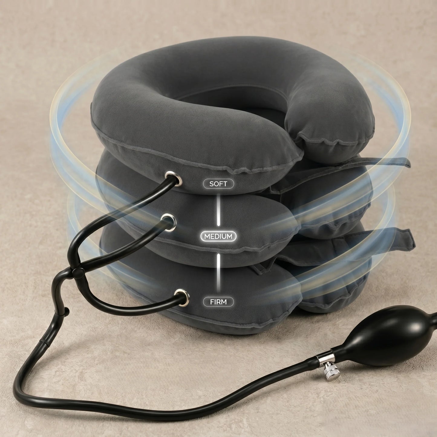 Neck Traction Pillow Inflatable Adjustable Air Pump