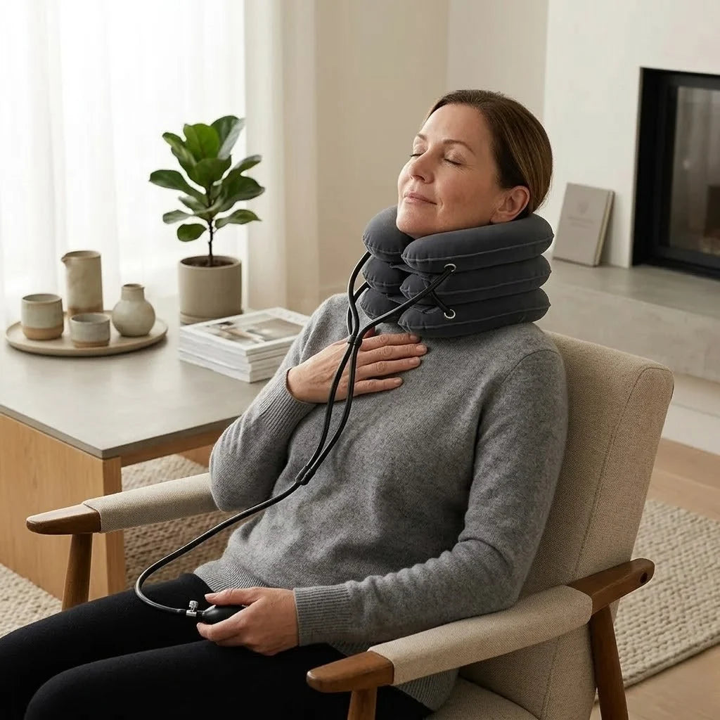 Neck Traction Pillow Inflatable Adjustable Air Pump