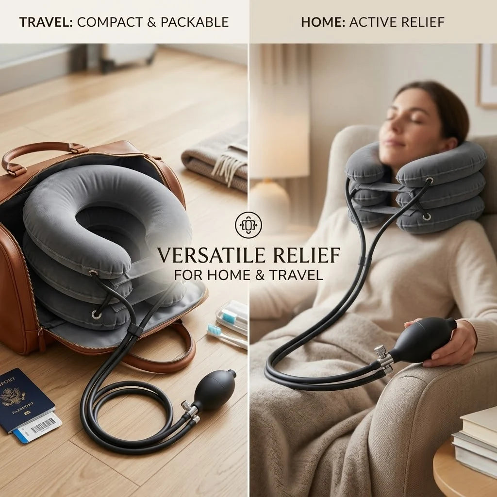 Neck Traction Pillow Inflatable Adjustable Air Pump