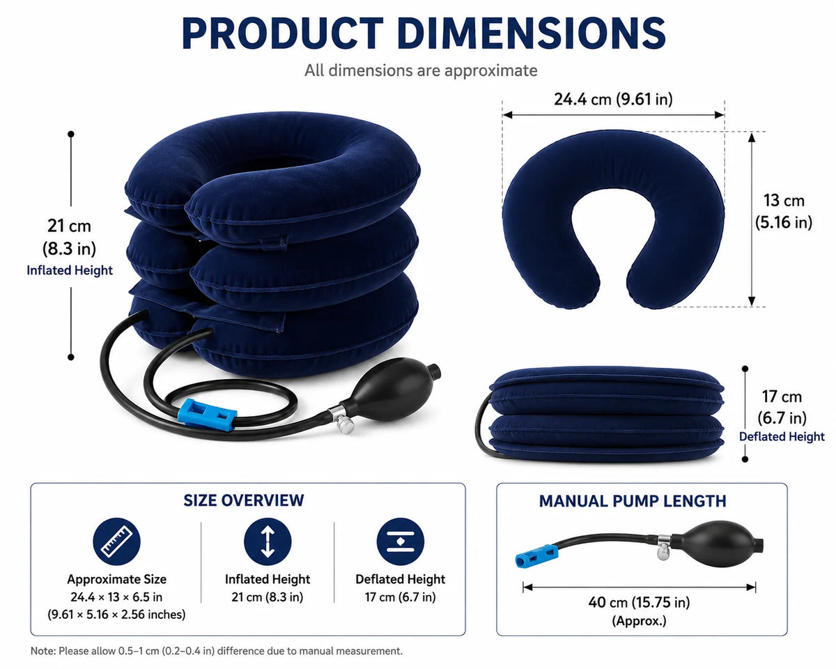 Neck Traction Pillow Inflatable Adjustable Air Pump