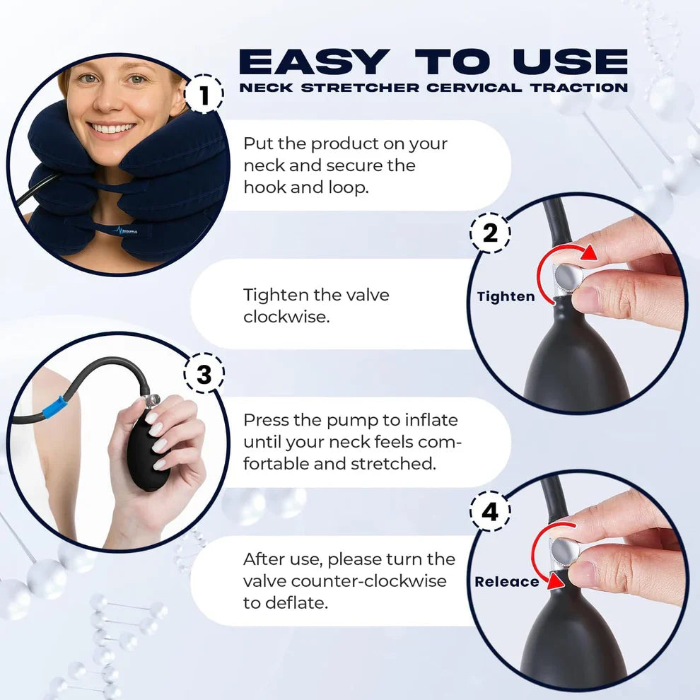 Neck Traction Pillow Inflatable Adjustable Air Pump
