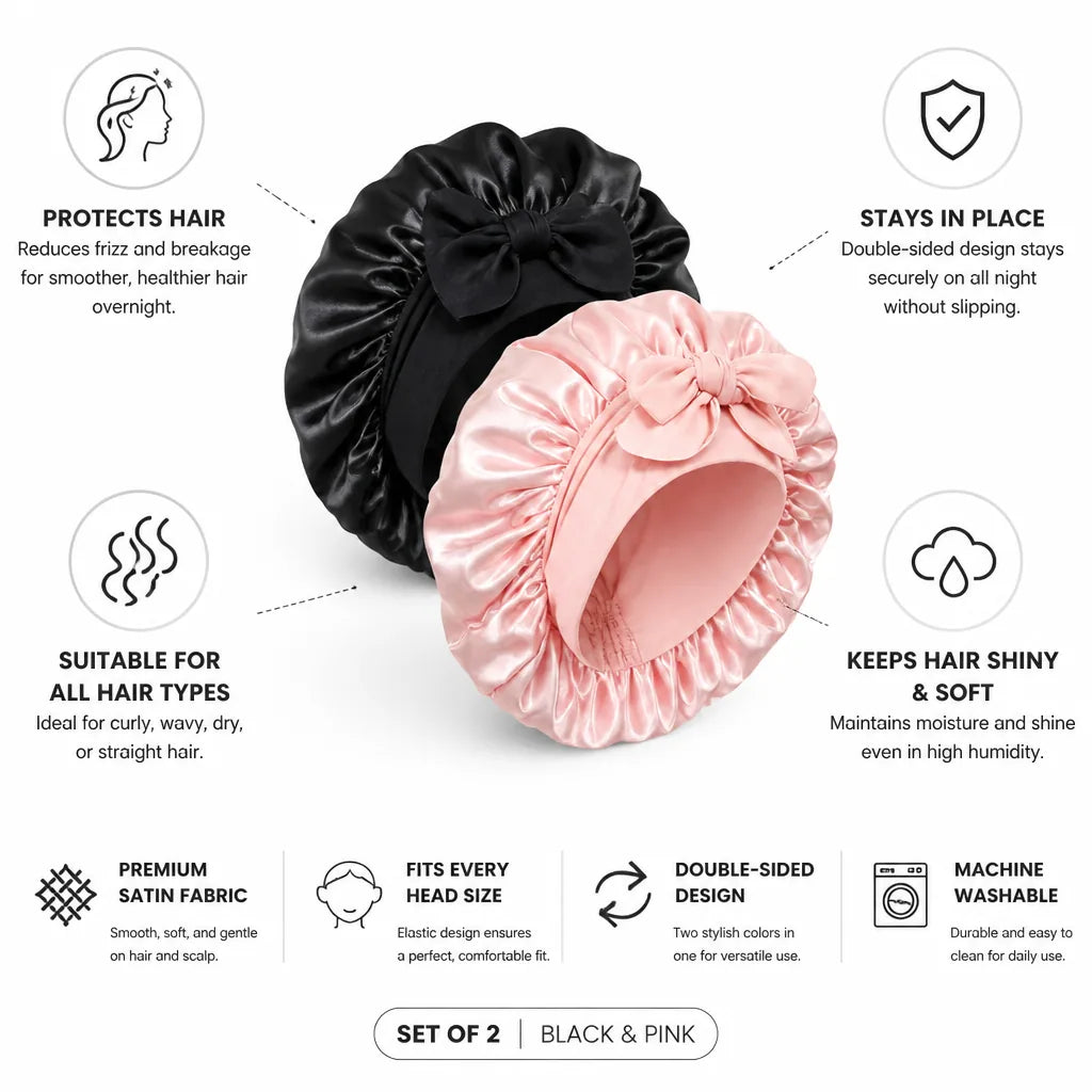 Night Cap Double-Sided Satin Set of 2