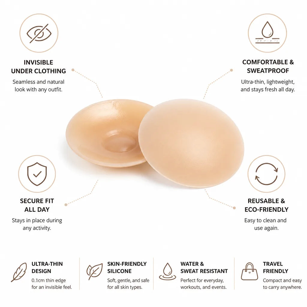 Nipple Covers Ultra-Thin Silicone Reusable Adhesive