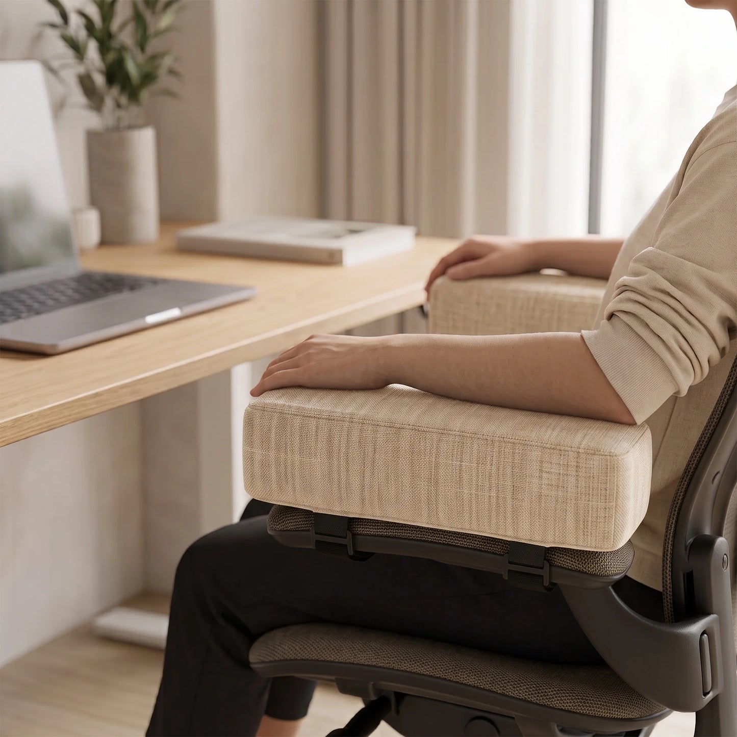 Office Chair Armrest Pads Thick Foam Washable Covers