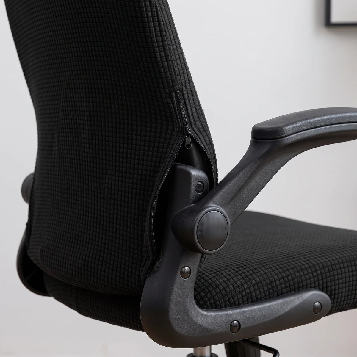Office Chair Cover Stretch Jacquard Zippered Arm Openings