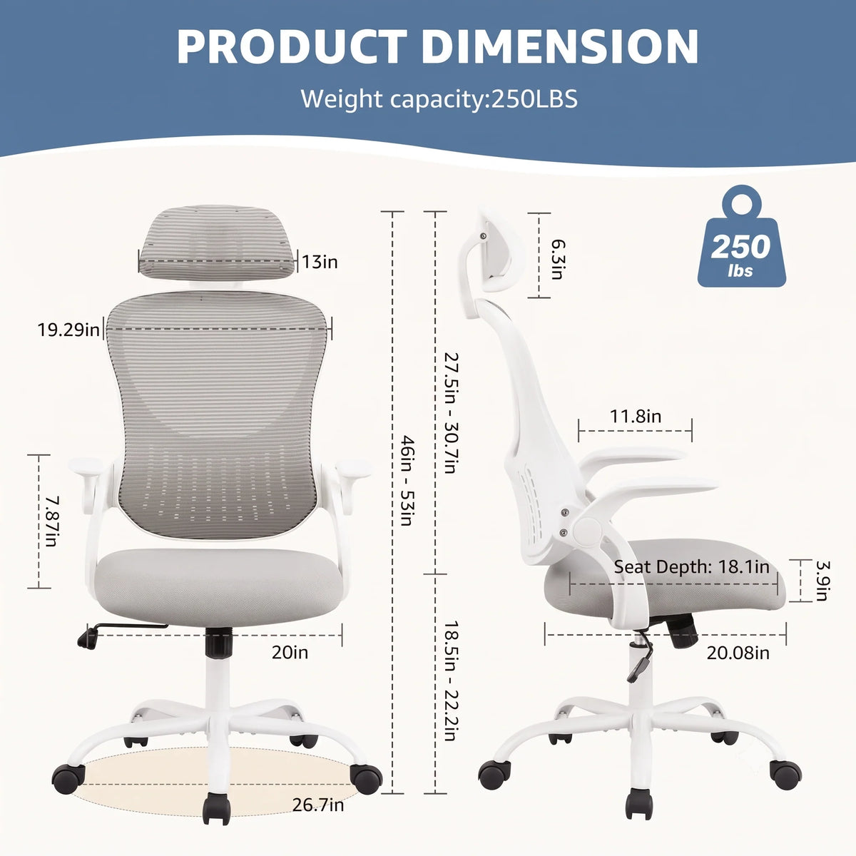 Office Chair Ergonomic Mesh Lumbar Support