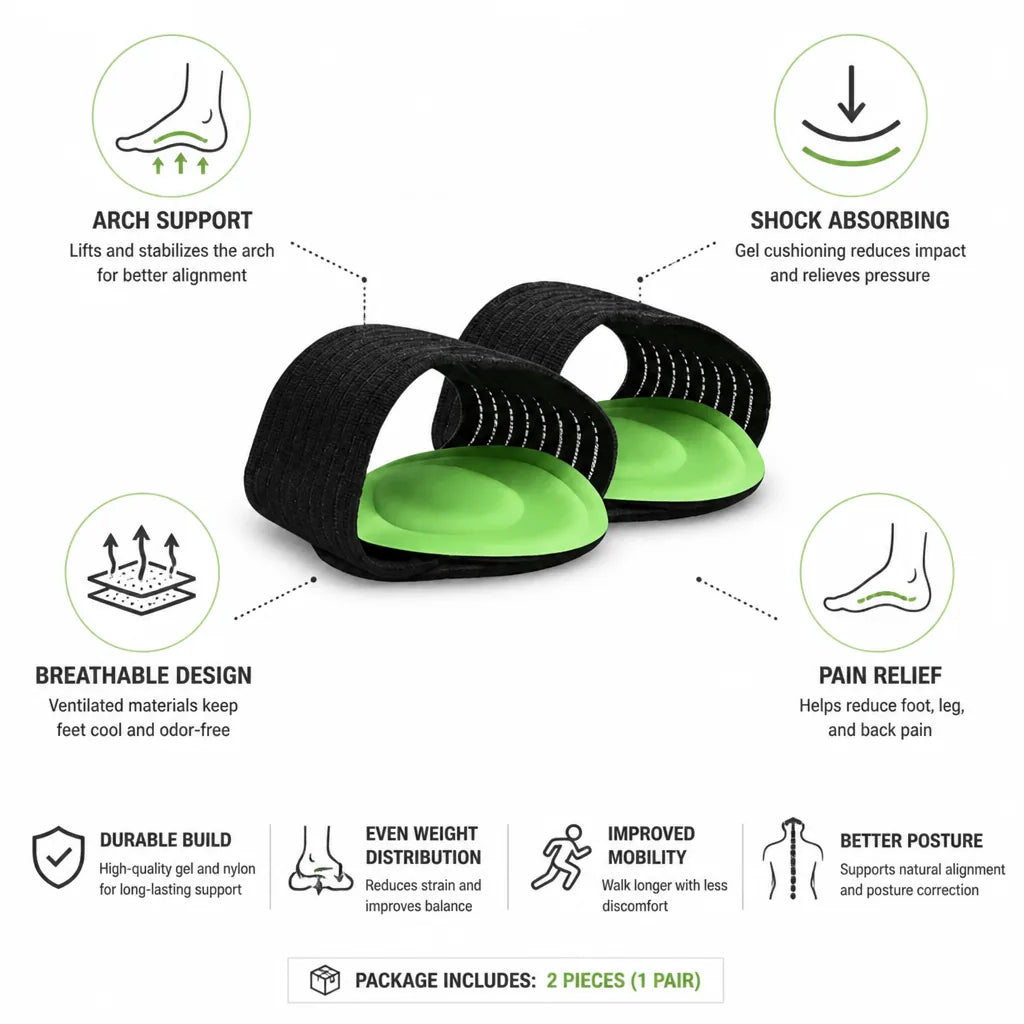 Orthopedic Arch Support Insoles Gel Shock-Absorbing Breathable