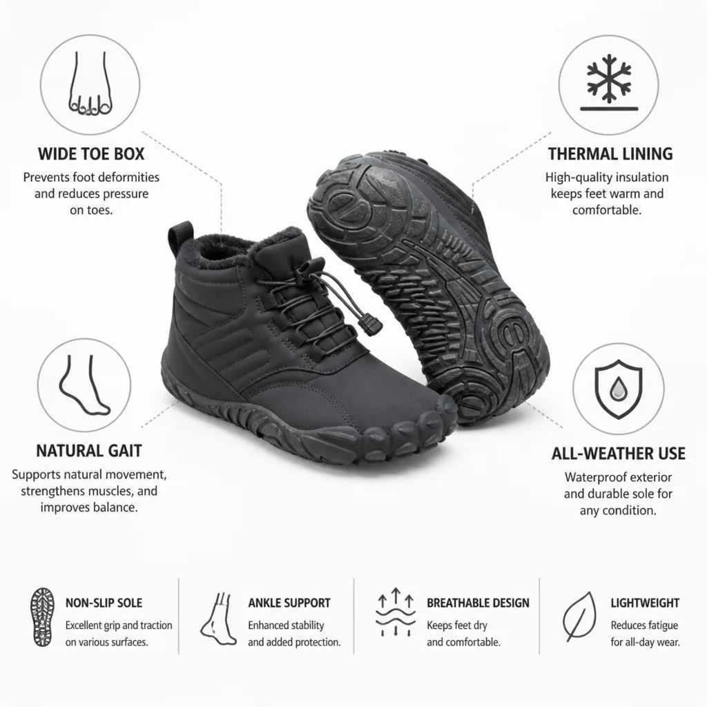 Orthopedic Barefoot Shoes Thermal Lined Wide Toe Box