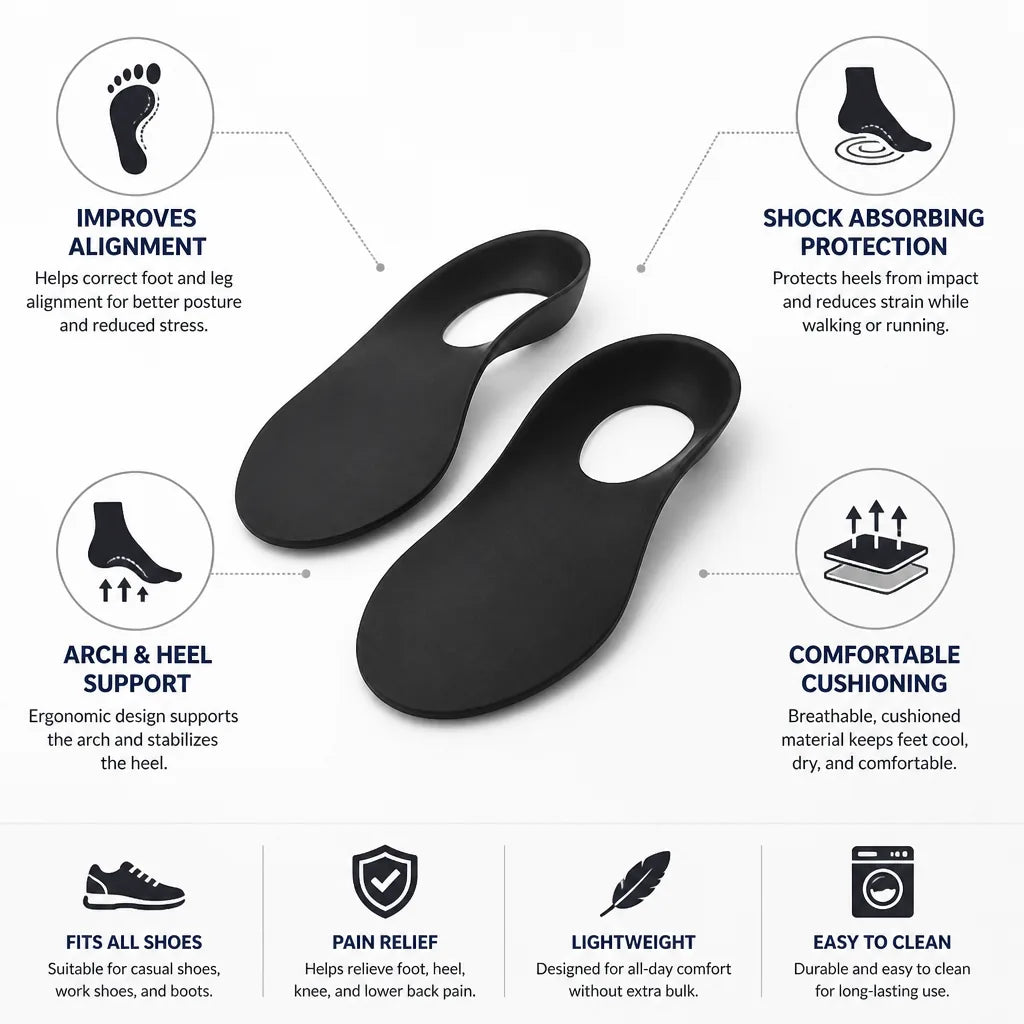 Orthopedic Insoles Arch & Heel Support Shock-Absorbing Cushion