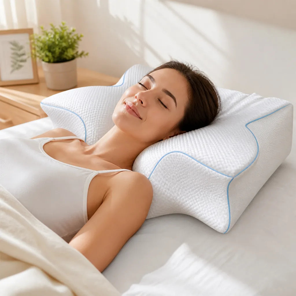 Orthopedic Neck Pillow Ergonomic Butterfly Memory Foam Adjustable Height