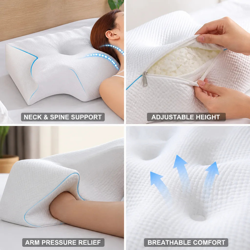 Orthopedic Neck Pillow Ergonomic Butterfly Memory Foam Adjustable Height