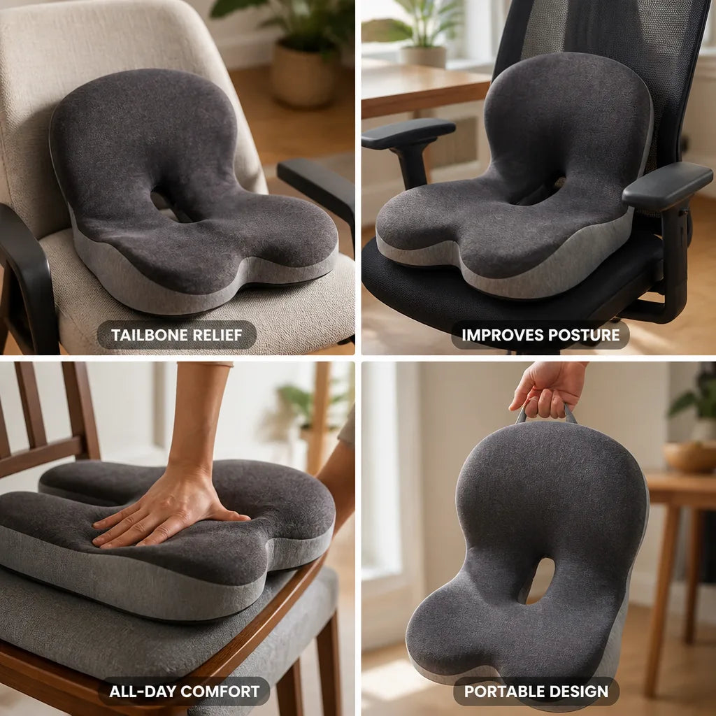 Orthopedic Seat Cushion Tailbone Relief & Posture Support