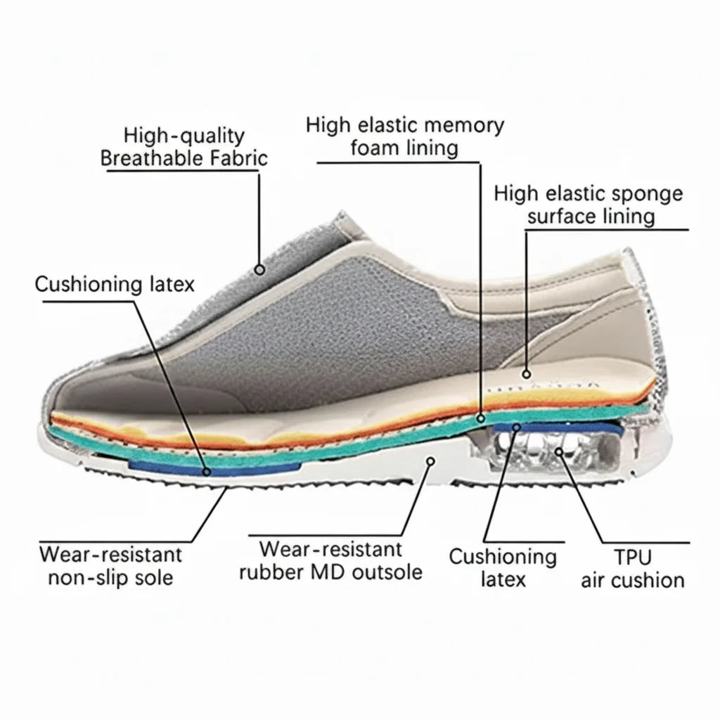 Orthopedic Shoes Extra Wide Breathable Mesh Air-Cushion Heel