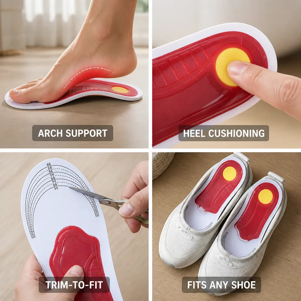 Orthotic Insole Ergonomic Arch Support Cushioned Heel & Trim-To-Fit