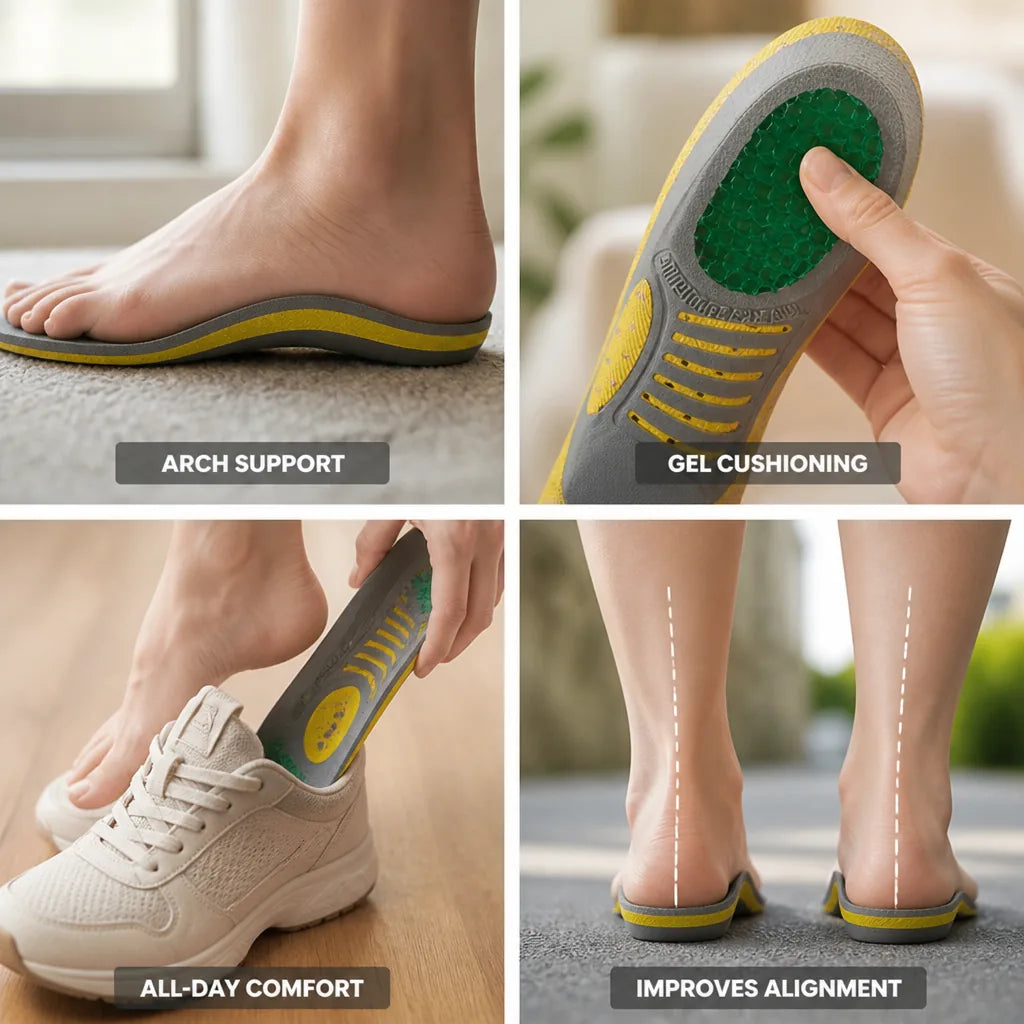 Orthotic Insoles Gel-Cushion Arch Support Pair