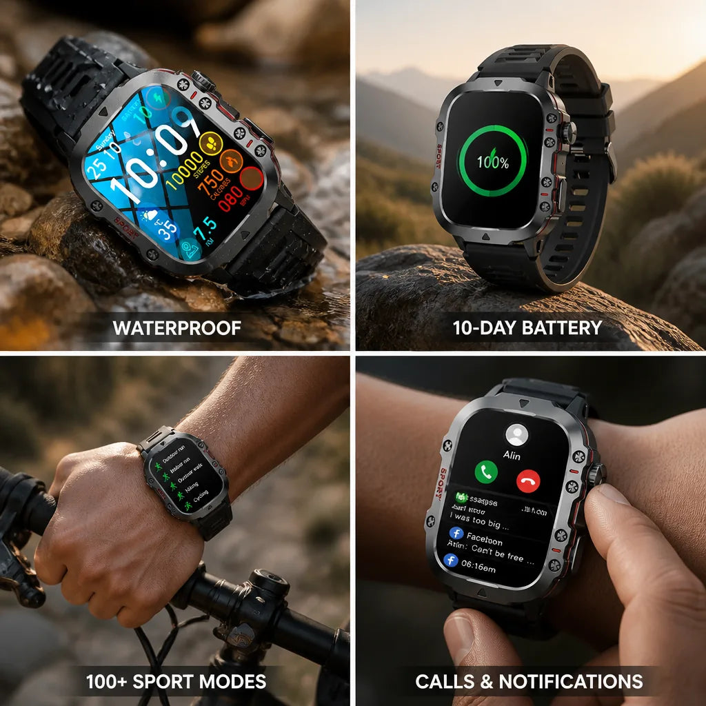 Outdoor Smartwatch Waterproof 10-Day Battery & 100+ Sport Modes