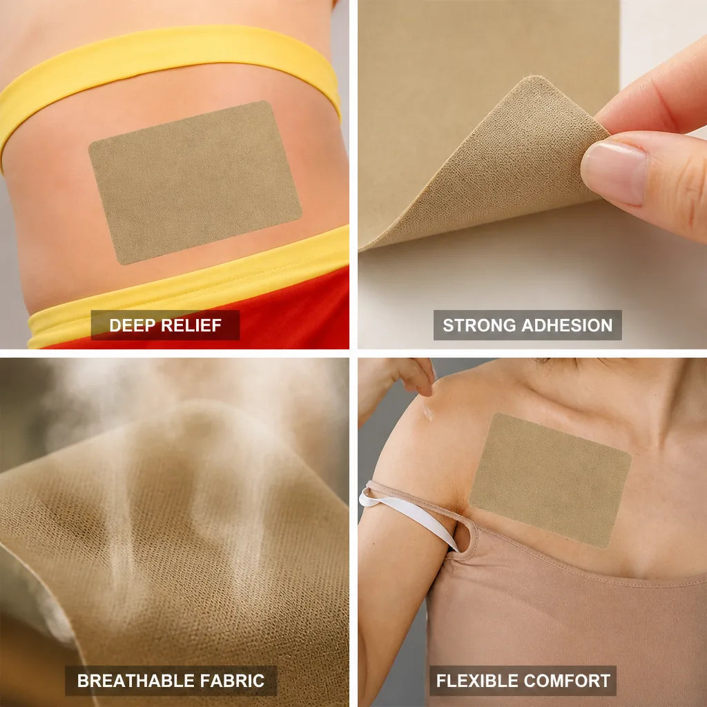 Pain Relief Patch Ginger Heat Breathable Fabric Strong Adhesive