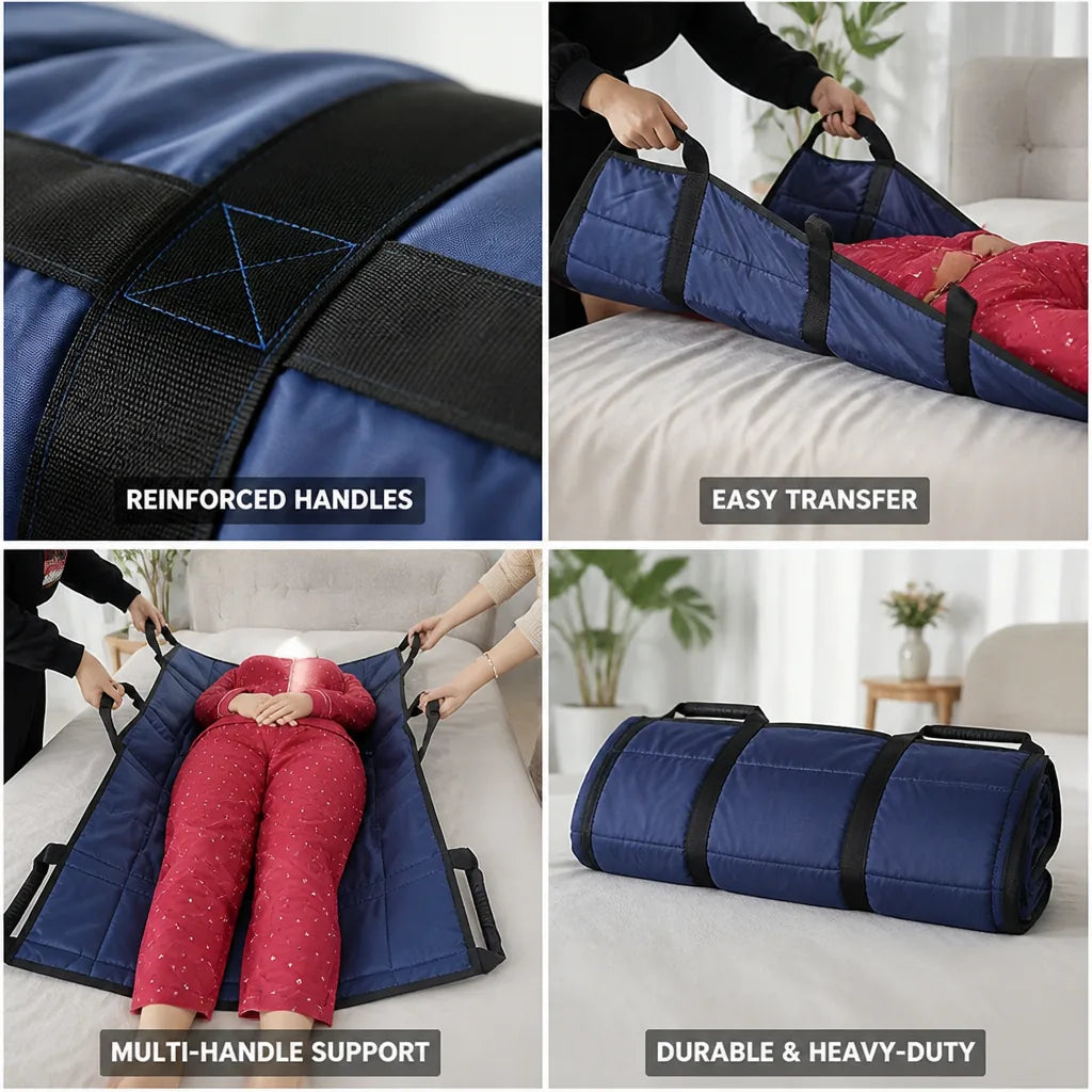 Patient Transfer Bed Pad 6 Reinforced Handles Heavy-Duty