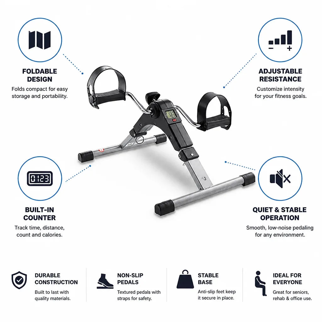 Pedal Exerciser Foldable Adjustable Resistance Counter