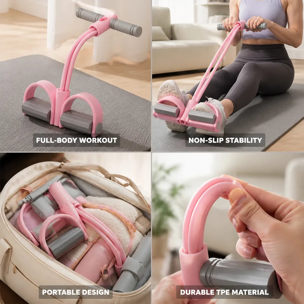 Pedal Resistance Band Full-Body Portable Non-Slip Pedals & Soft Handles