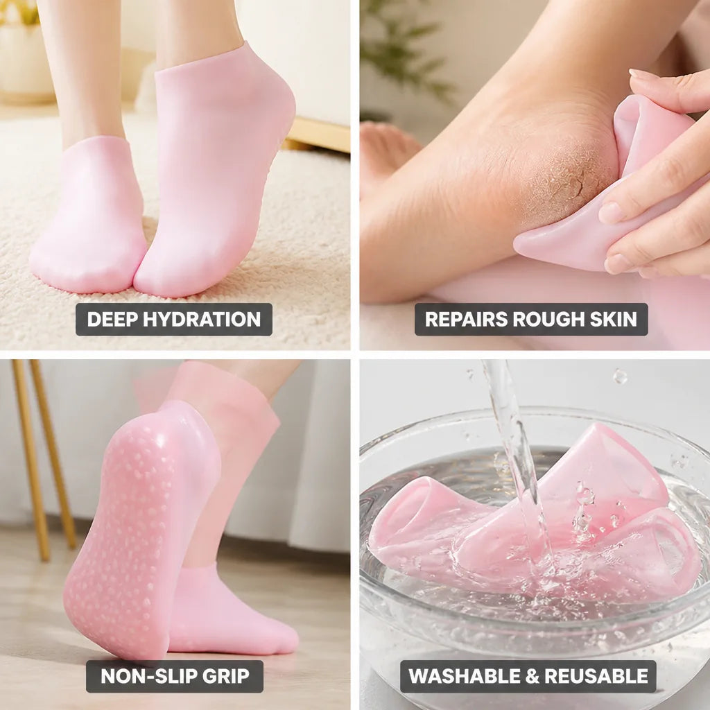 Pedicure Gel Socks Moisturizing Gel-Infused Non-Slip