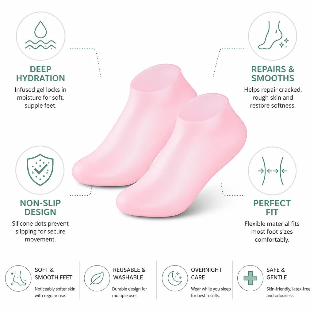 Pedicure Gel Socks Moisturizing Gel-Infused Non-Slip