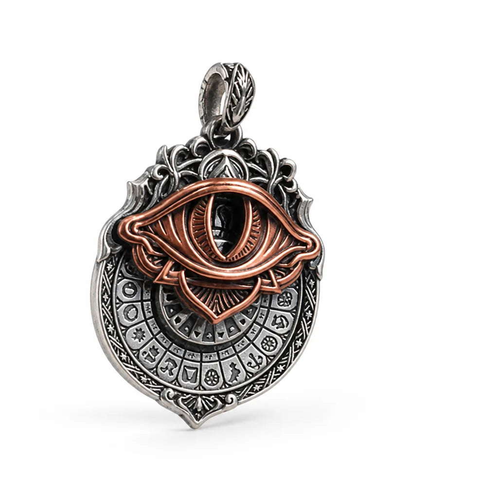 Pendant Necklace Vintage Mystic Eye Gold & Silver