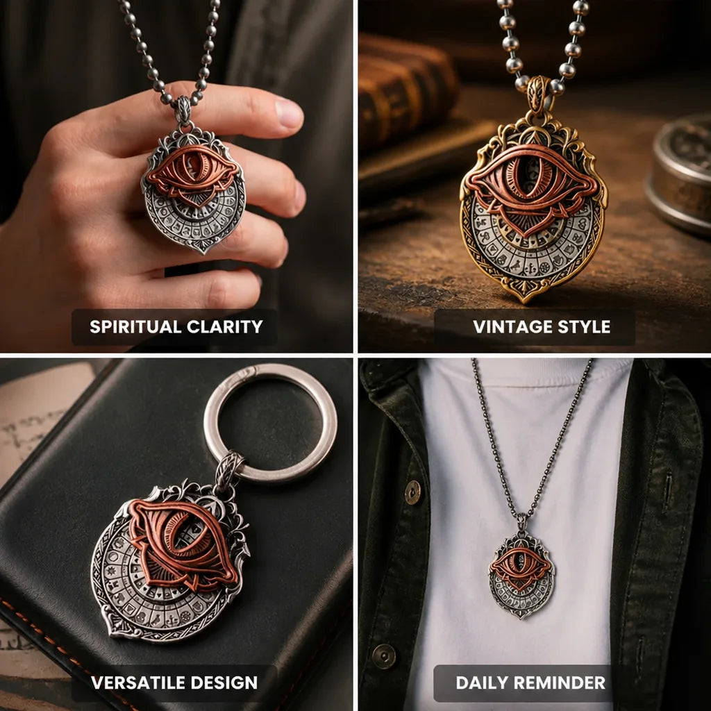 Pendant Necklace Vintage Mystic Eye Gold & Silver