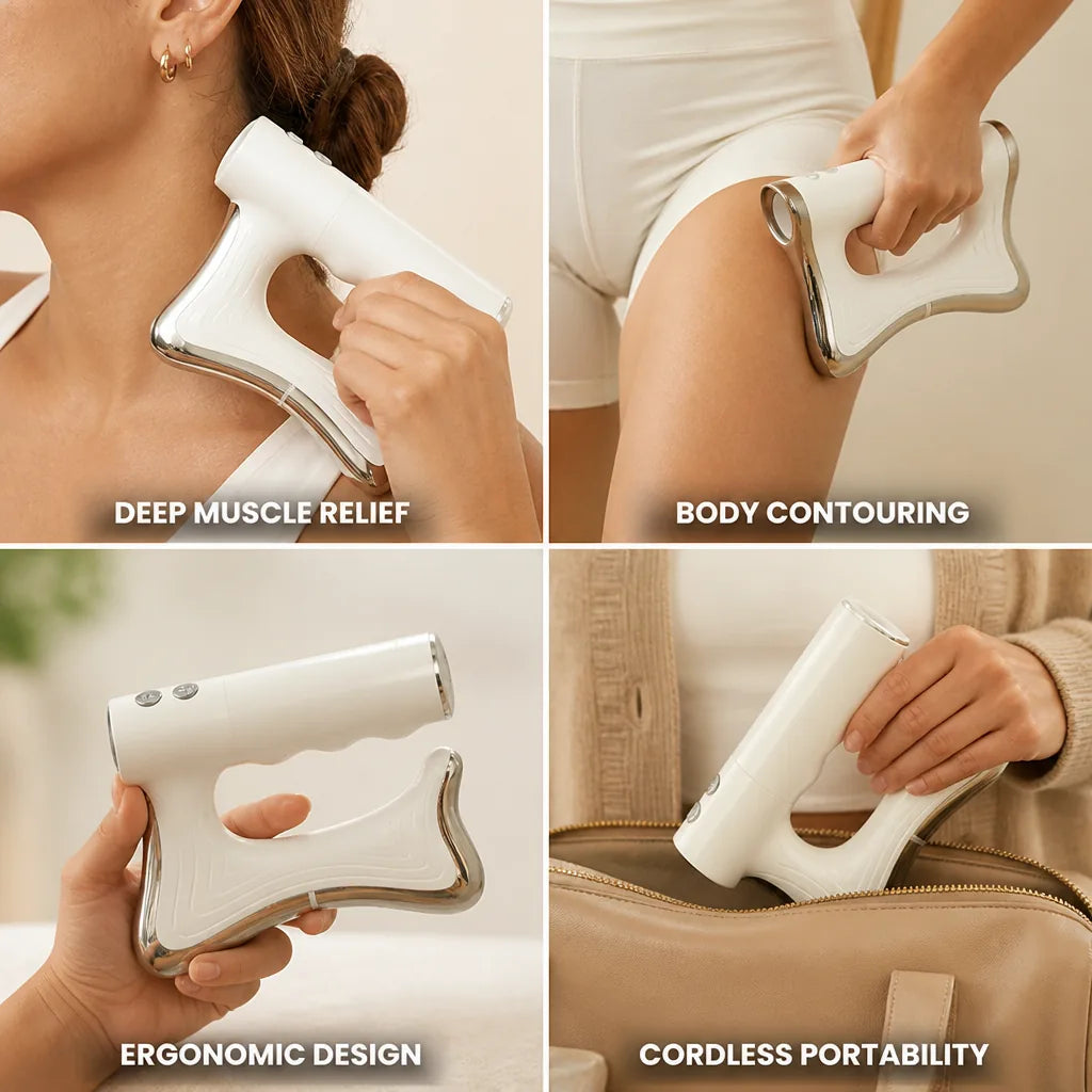 Percussion Massage Gun Cordless Deep-Tissue Interchangeable Heads