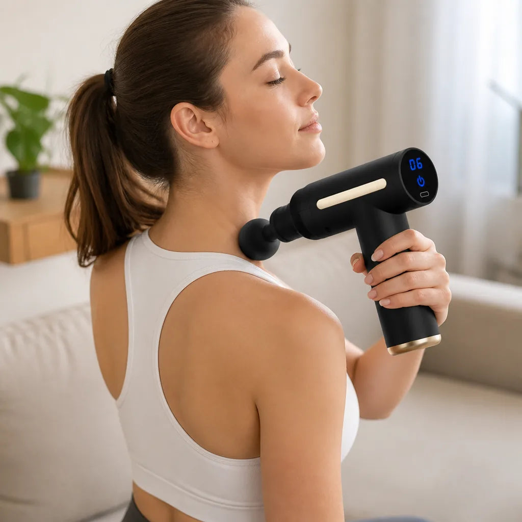 Percussion Massage Gun Handheld Cordless Deep Tissue Multiple Heads