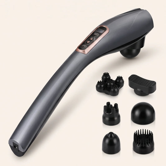 Percussion Massage Wand Long-Reach 6 Interchangeable Heads