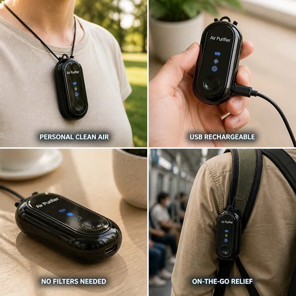 Personal Air Purifier Wearable No Filter USB Rechargeable