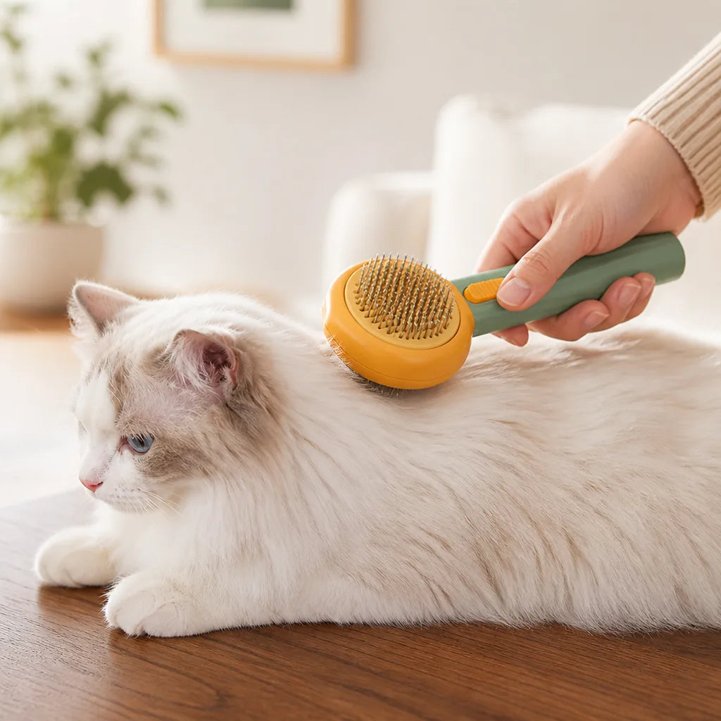 Pet Slicker Brush Retractable Self-Cleaning Bristles Comfort-Grip Handle