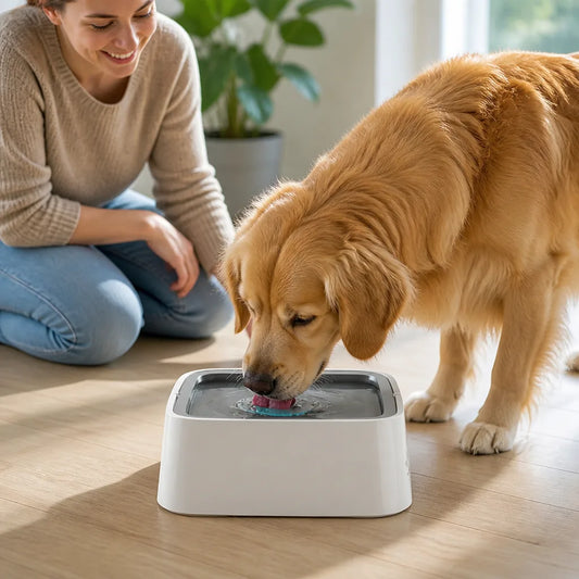 Pet Water Bowl No-Splash Floating Plate Dishwasher-Safe